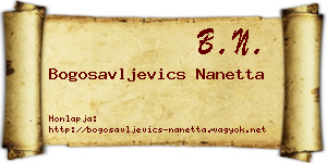 Bogosavljevics Nanetta névjegykártya